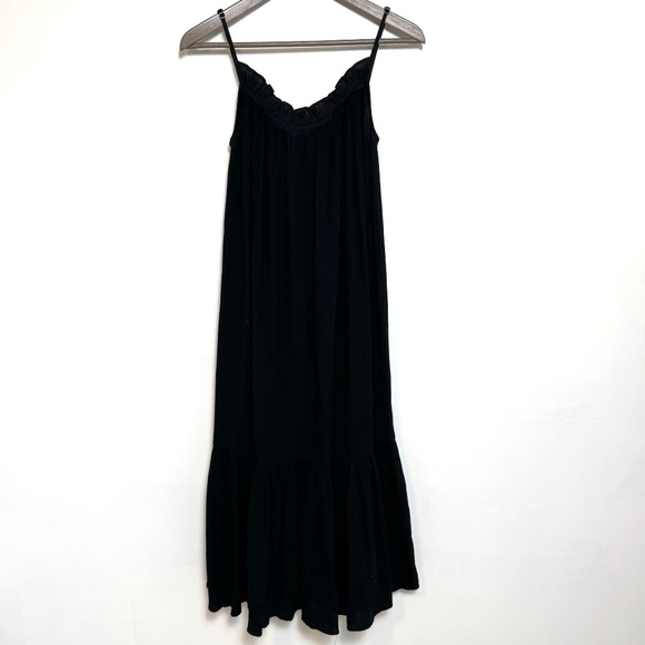 NWT J. CREW Ruffle Beach Dress Coverup Airy Gauze Size XS-M* Black Oversized - Picture 5 of 10